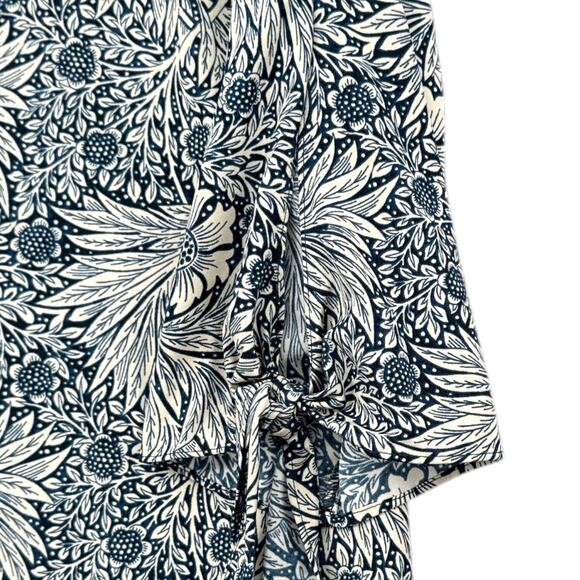 Morris Co x H&M Floral Pattern 3/4 Sleeves Tie Cuff Boat Neck Shift Dress Size 6 - Picture 3 of 8